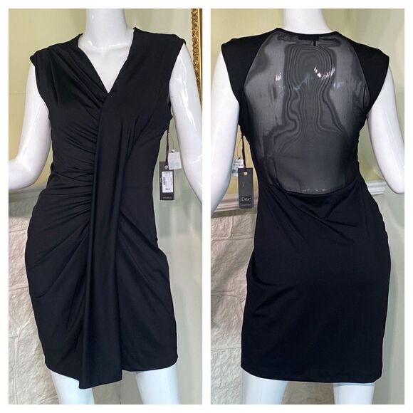 NWT Dex LBD Black Pleated Rushed Dress - Picture 1 of 16